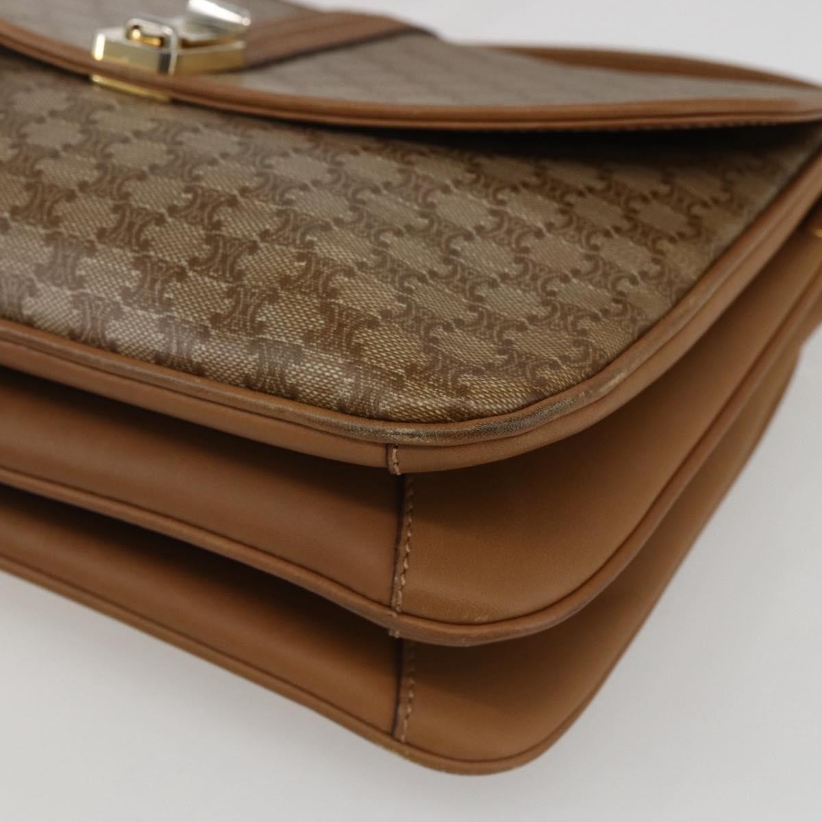 Celine Vintage Macadam Canvas And Leather Beige Canvas Shoulder Bag Bag (Pre-Owned)