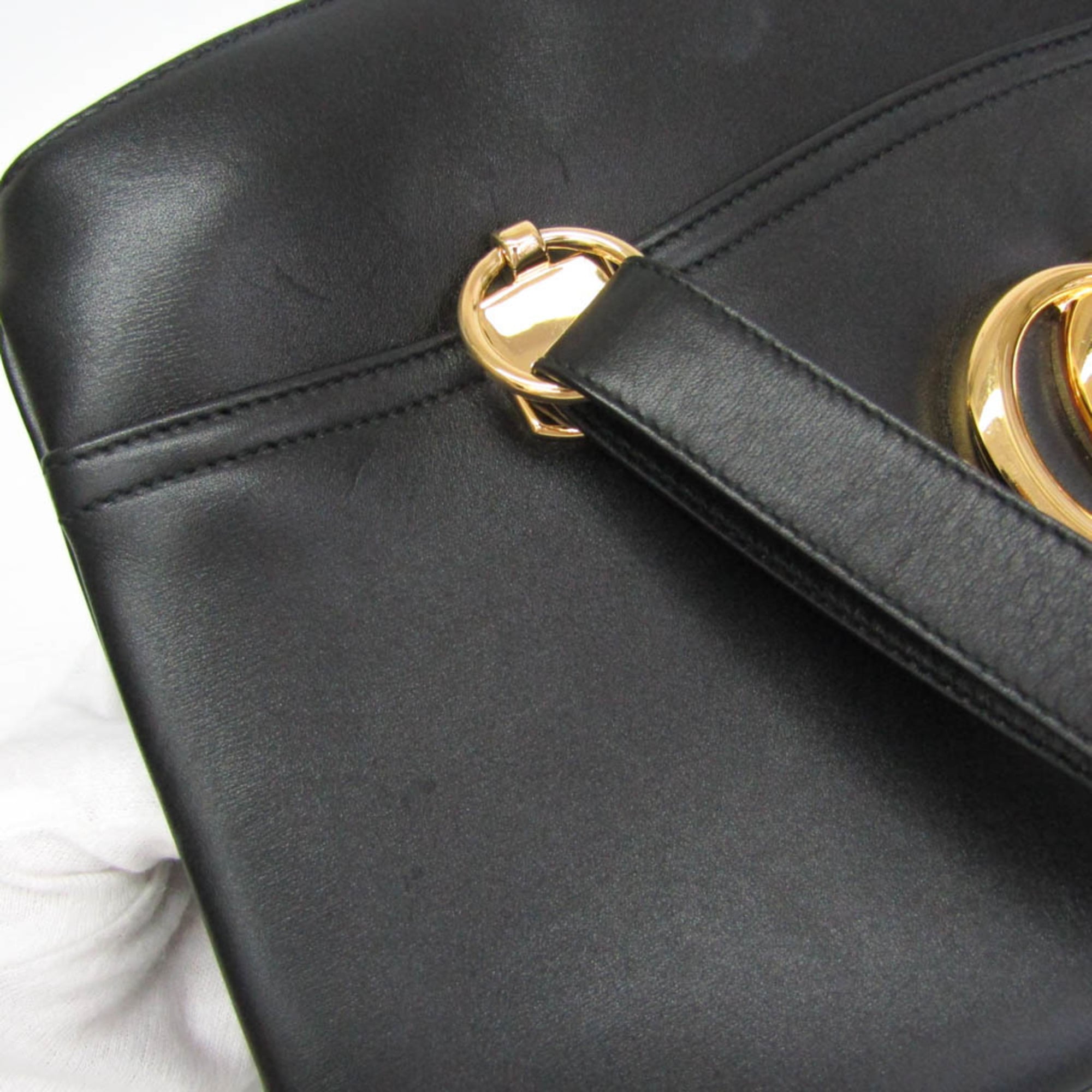 Gucci Arli Top Handle Leather Black Leather Handbag (Pre-Owned)