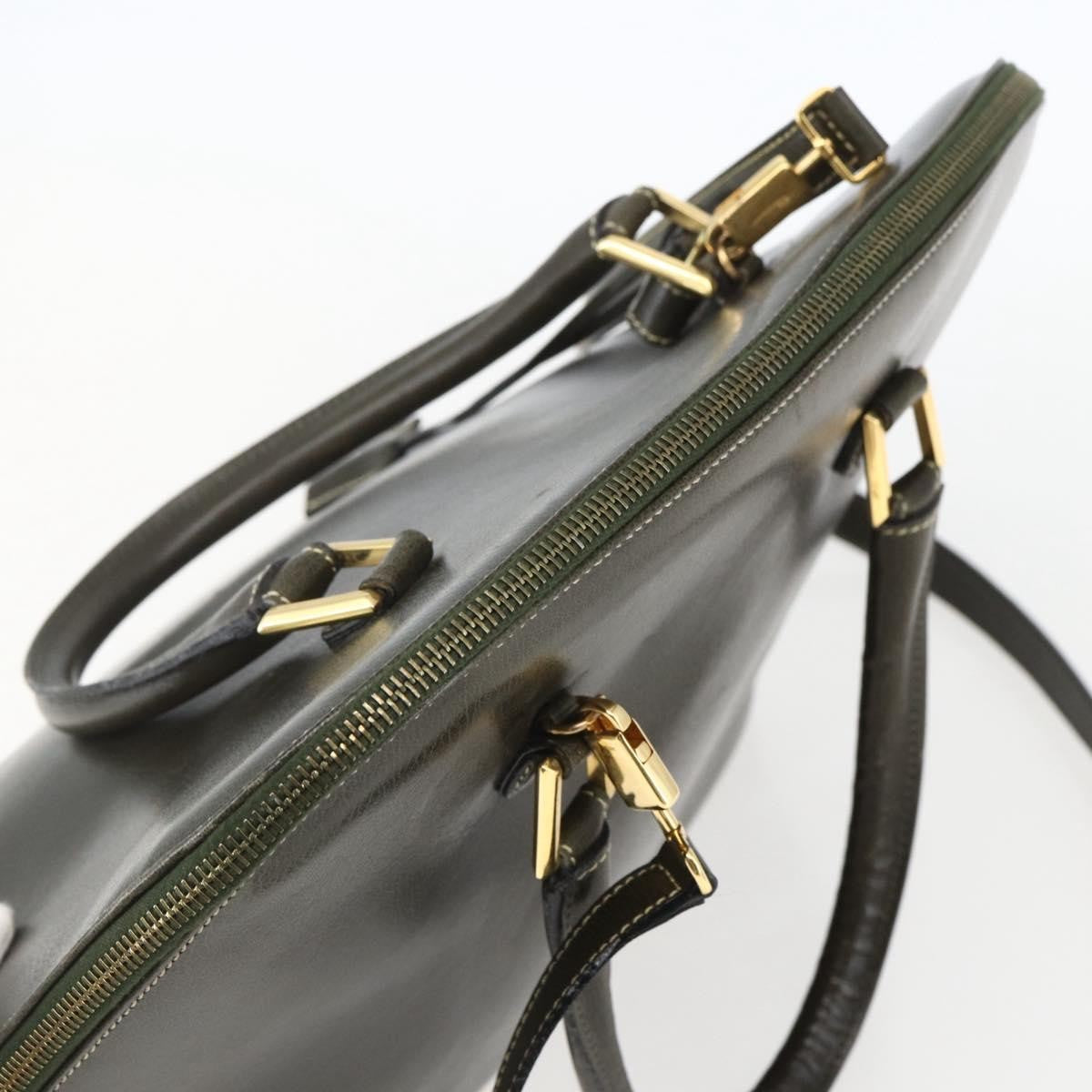 Salvatore Ferragamo Vintage Leather Khaki Leather Handbag (Pre-Owned)