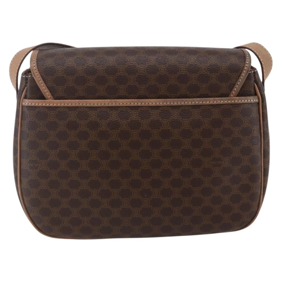 Celine Macadam Shoulder Pvc Leather Brown Canvas Shoulder Bag Bag (Pre-Owned)