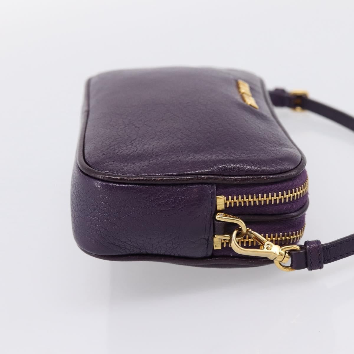 Miu Miu Double Zip Pochette Leather Purple Leather Clutche & Pouche Bag (Pre-Owned)