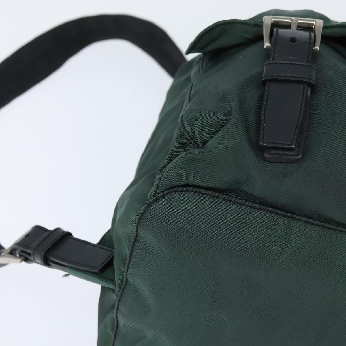 Prada Vela Double Front Pocket Tessuto With Saffiano Leather Khaki Nylon Backpack Bag (Pre-Owned)