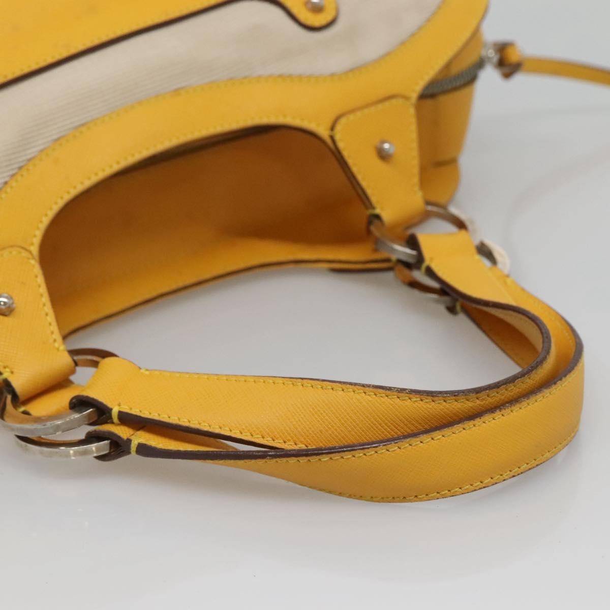 Salvatore Ferragamo Gancini Canvas And Leather Yellow Canvas Handbag (Pre-Owned)