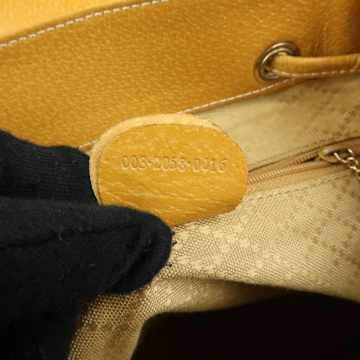 Gucci Vintage Bamboo Leather Yellow Leather Backpack Bag (Pre-Owned)