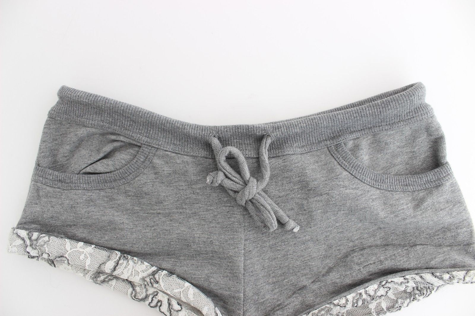 Ermanno Scervino Chic Gray Lace-Trimmed Mini Women's Shorts