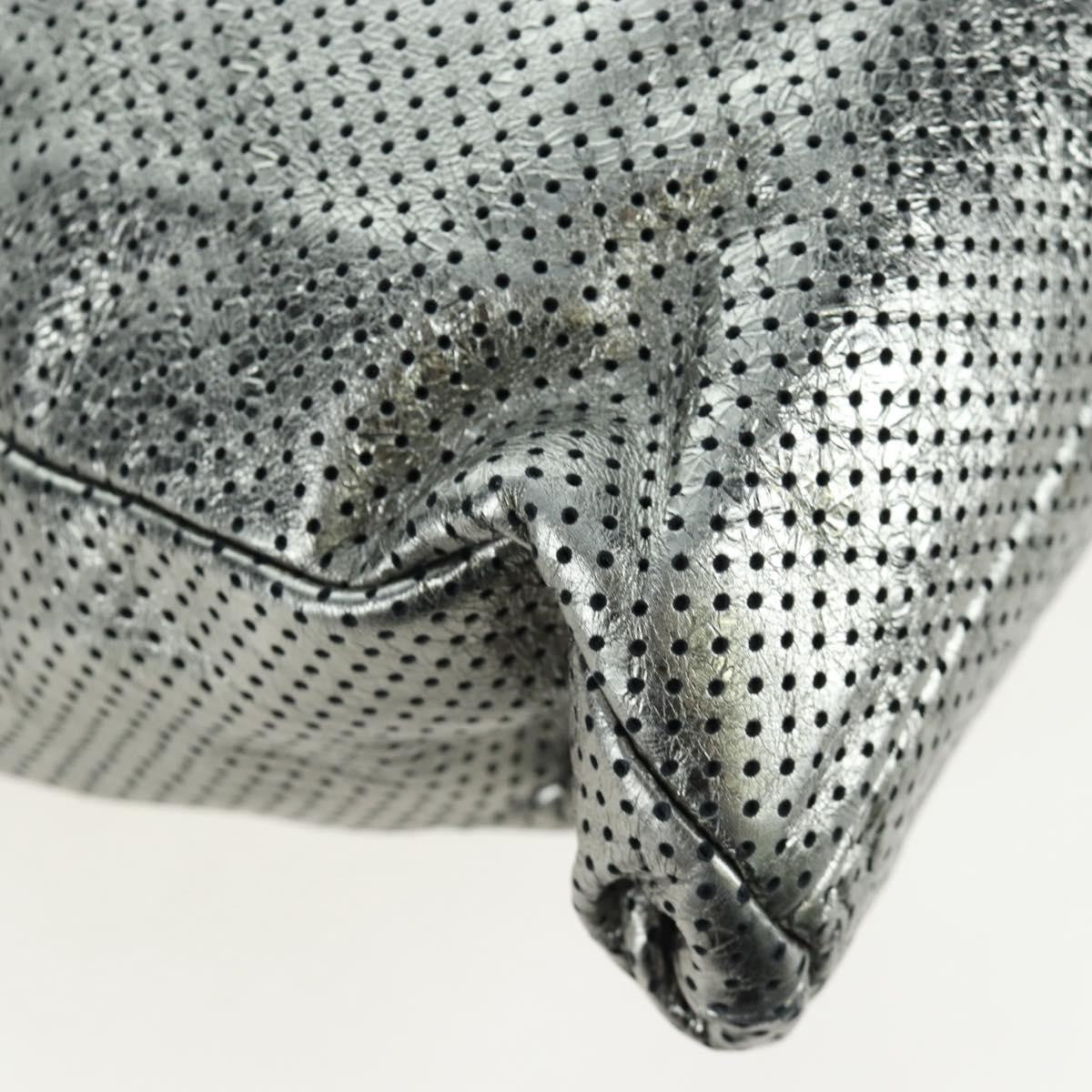 Chanel Drill Perforated Leather Silver Leather Tote Bag Bag (Pre-Owned)