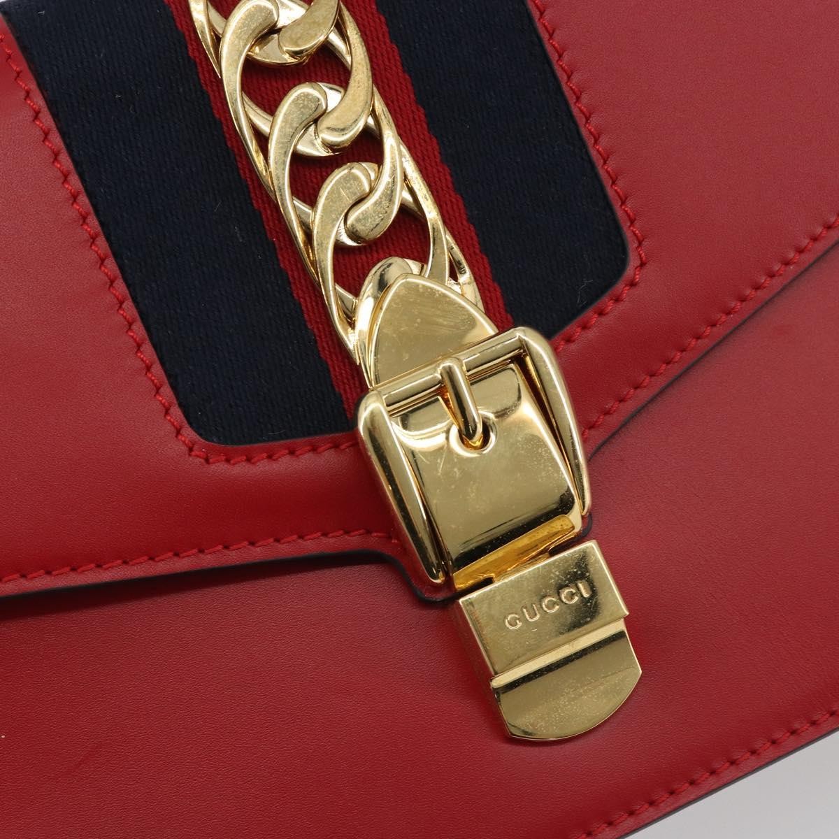 Gucci Sylvie Leather Red Leather Shoulder Bag Bag (Pre-Owned)