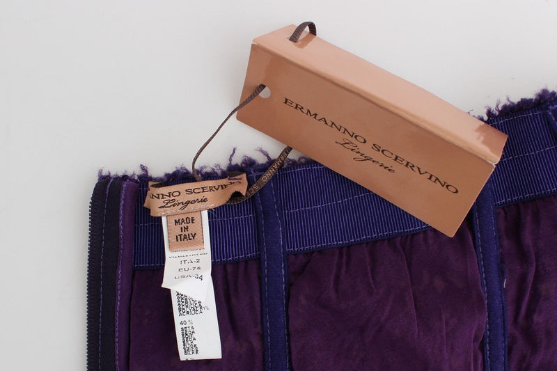 Ermanno Scervino Purple Lace Silk Blend Bustier Women's Corset
