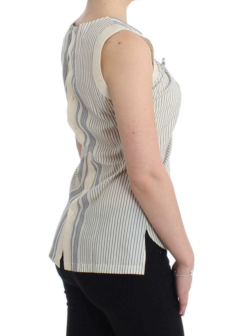 Ermanno Scervino Chic Striped Cotton-Silk Bow Women's Top