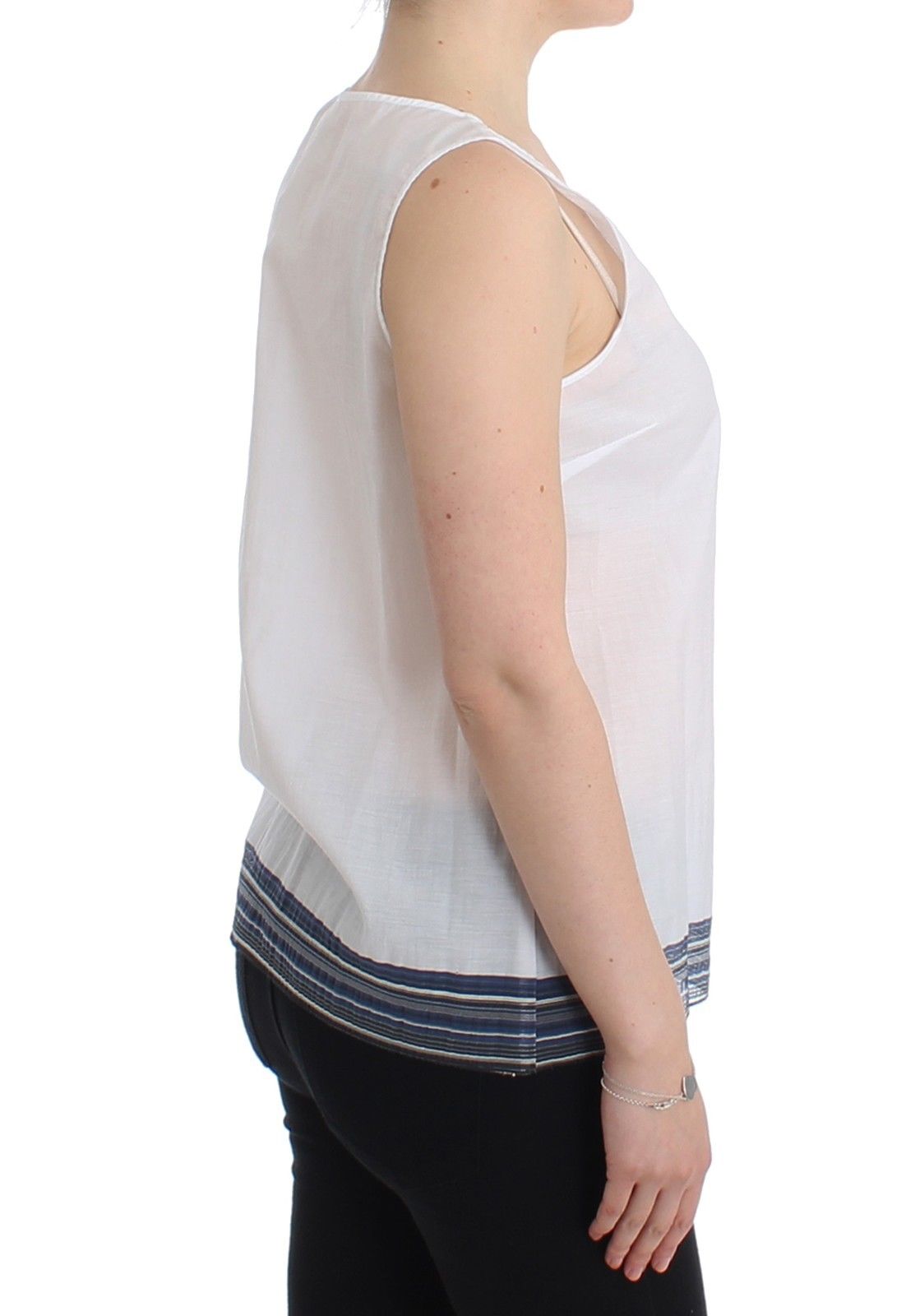 Ermanno Scervino White Blue Top Blouse Tank Shirt Women's Sleeveless