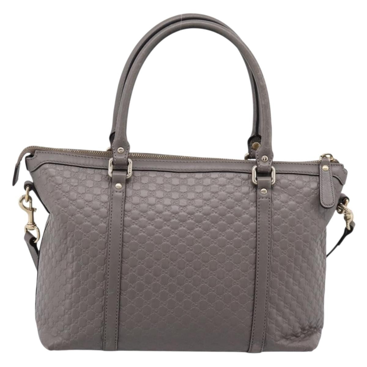 Gucci Margaux Microguccissima Leather Gray Leather Tote Bag Bag (Pre-Owned)