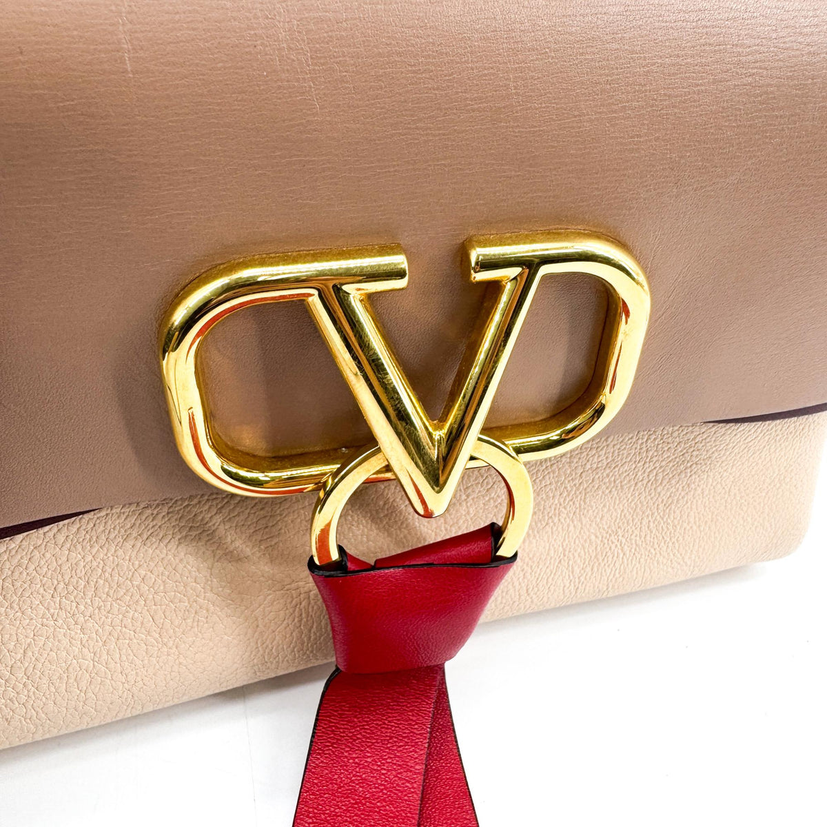 Valentino Garavani Vring Leather Brown Leather Crossbody Bag Bag (Pre-Owned)