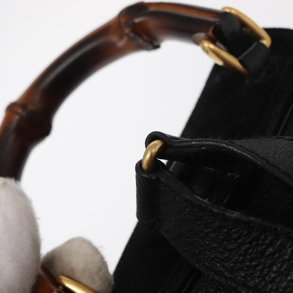 Gucci Vintage Bamboo Suede Black Suede Backpack Bag (Pre-Owned)