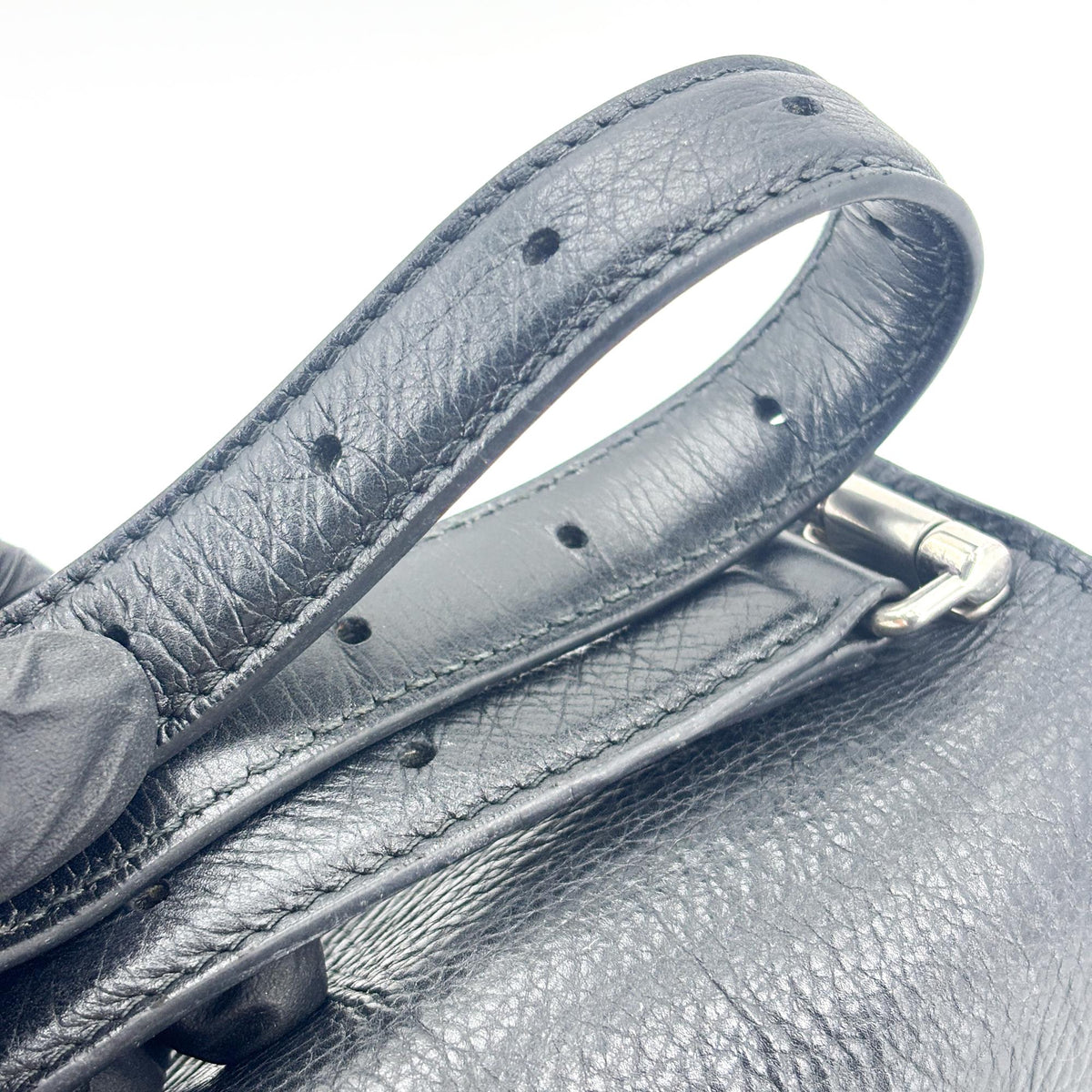 Balenciaga Downtown Soft Hourglass Leather Black Leather Shoulder Bag Bag (Pre-Owned)