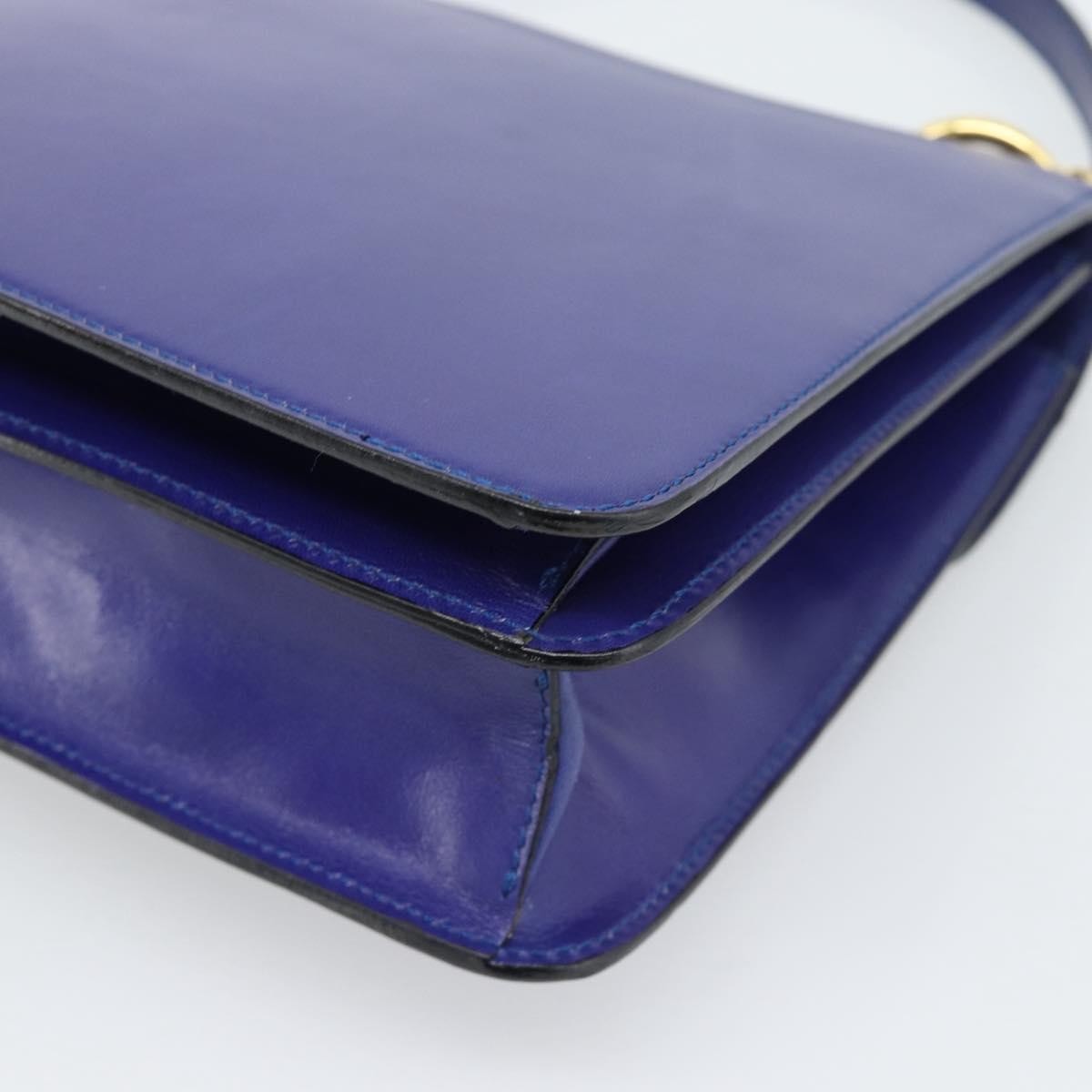 Celine Vintage Carriage Top Handle Leather Blue Leather Handbag (Pre-Owned)