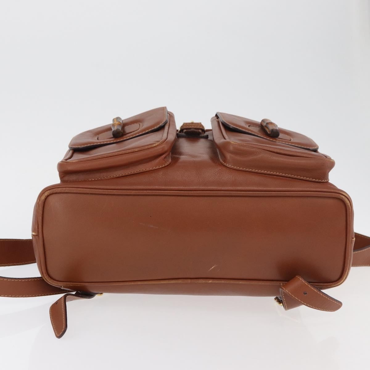 Gucci Vintage Bamboo Leather Brown Leather Backpack Bag (Pre-Owned)