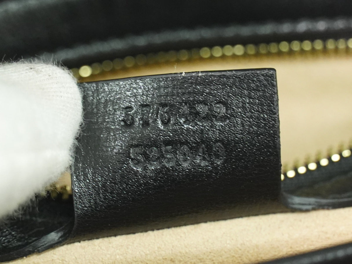 Gucci Marina Chain Leather Black Leather Shoulder Bag Bag (Pre-Owned)