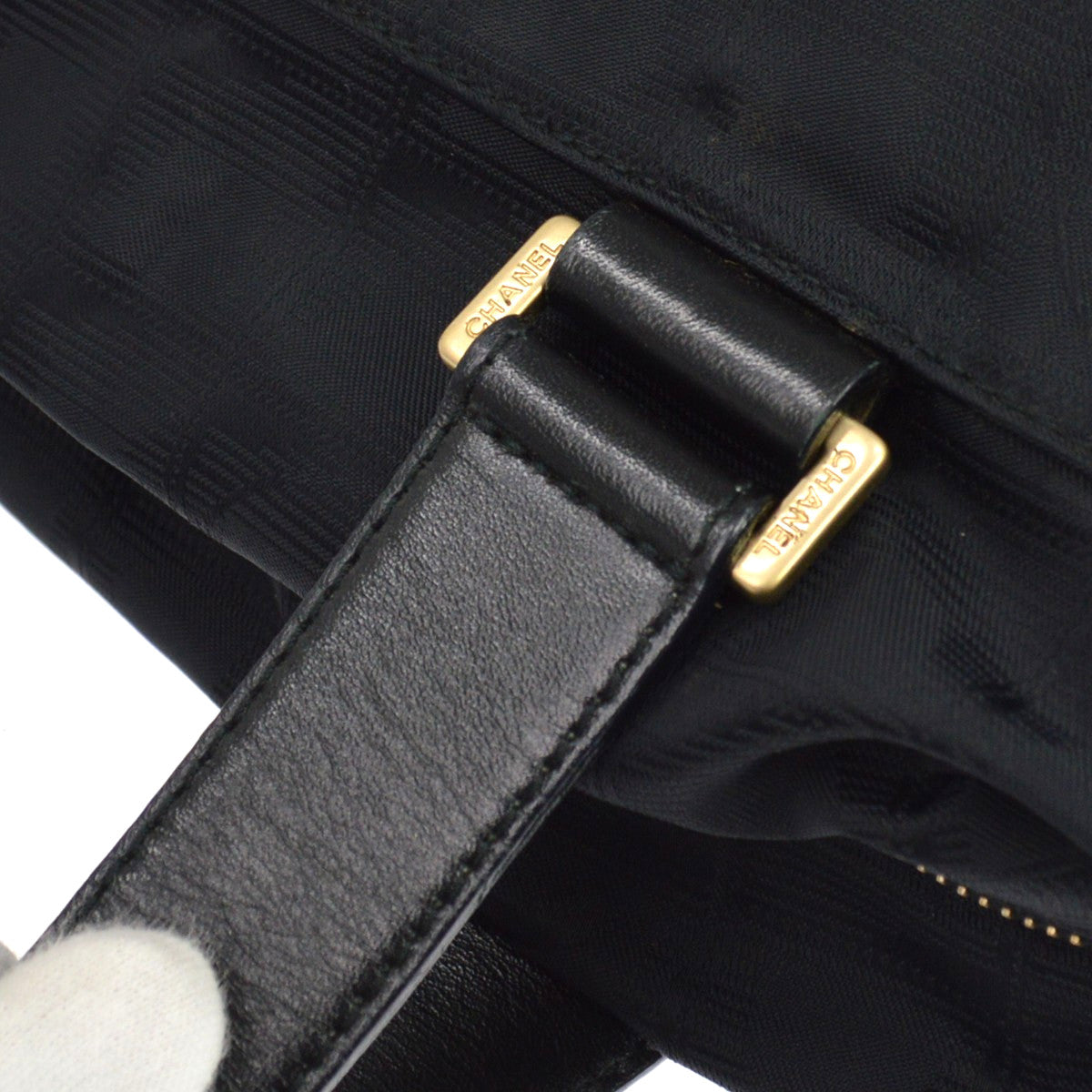 Chanel Travel Line Boston Nylon Black Nylon Travel Bag Bag (Pre-Owned)
