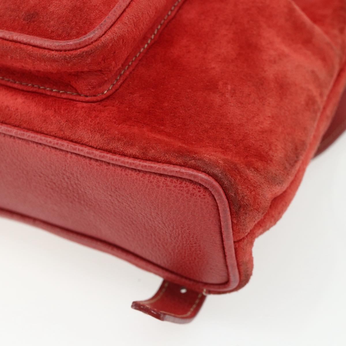 Gucci Gucci Bamboo Daim Red Suede Backpack Bag (Pre-Owned)