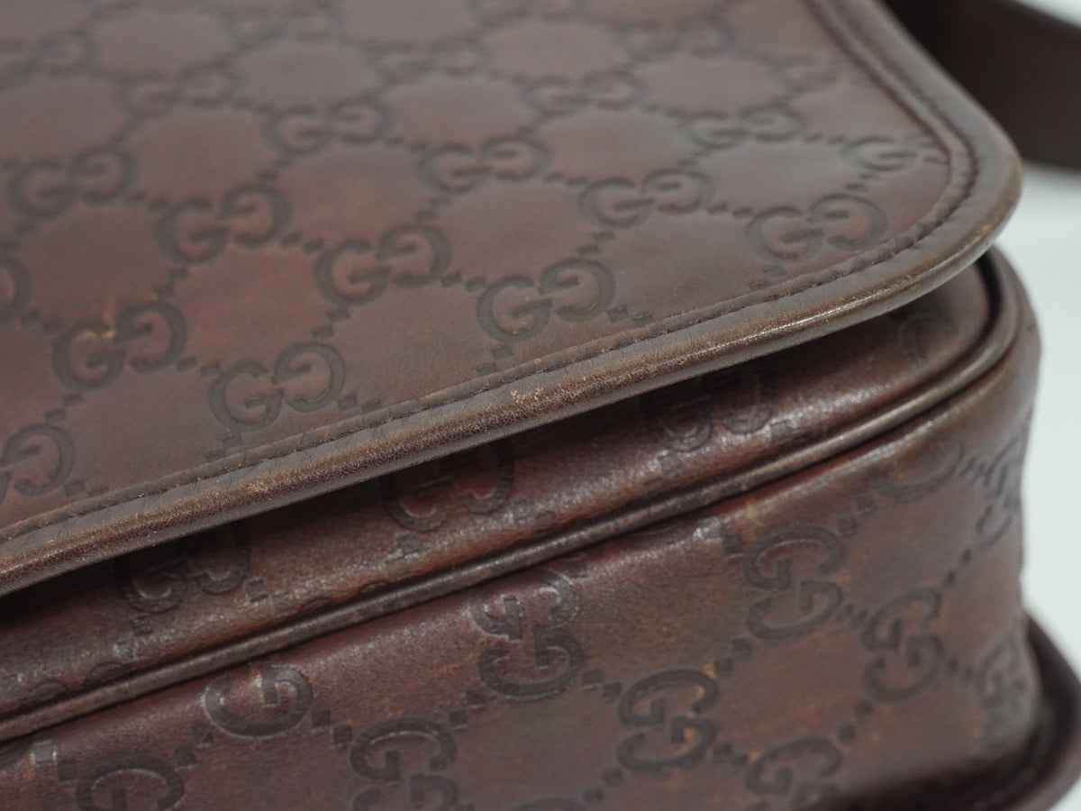 Gucci Flap Messenger Bag (Outlet) Guccissima Leather Brown Leather Shoulder Bag Bag (Pre-Owned)