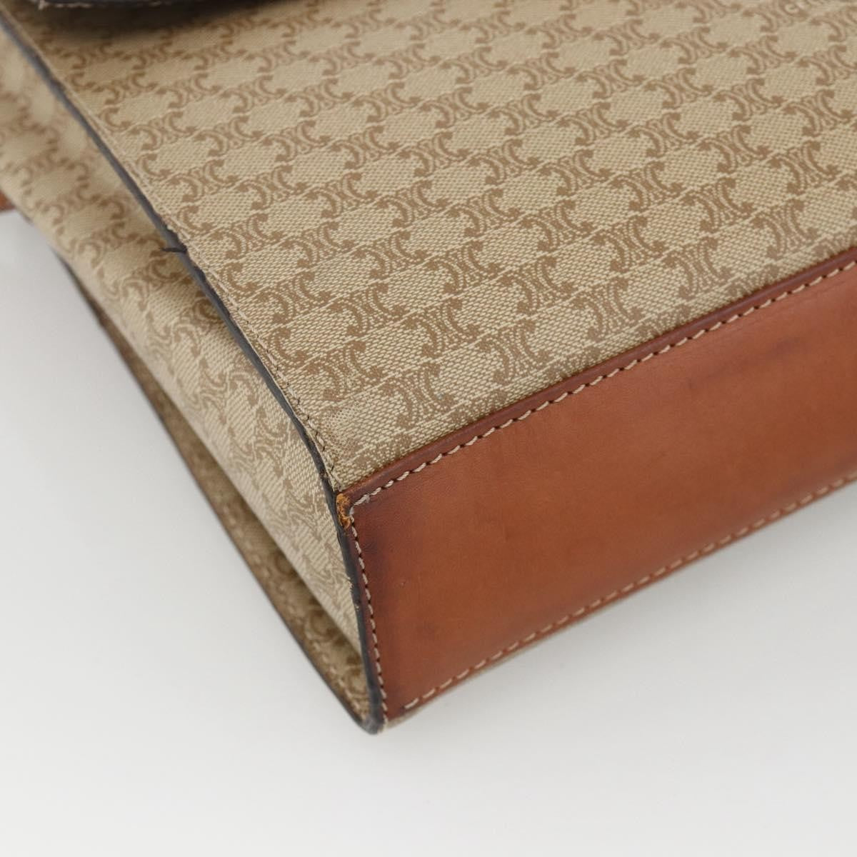 Celine Vintage Macadam Circle Logo Canvas And Leather Beige Canvas Shoulder Bag Bag (Pre-Owned)