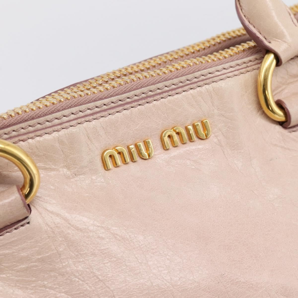 Miu Miu Vitello Lux Ring Satchel Leather Pink Leather Handbag (Pre-Owned)