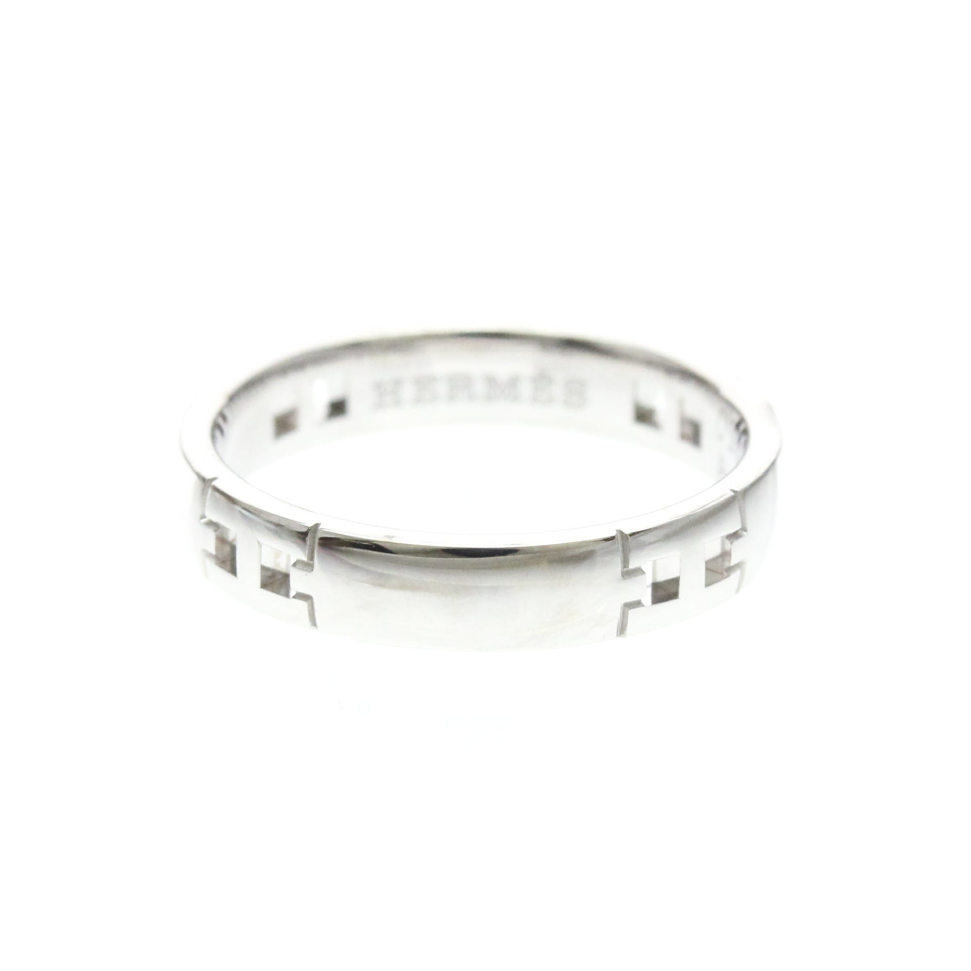 Hermes Hercules 18K White Gold Silver White_Gold Ring Jewelry (Pre-Owned)