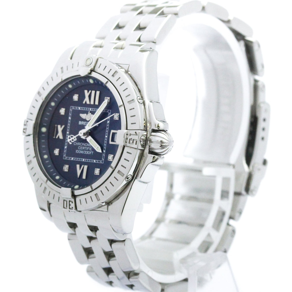 Breitling Cockpit Quartz Stainless Steel With Diamond Bezel Watch (Pre-Owned)