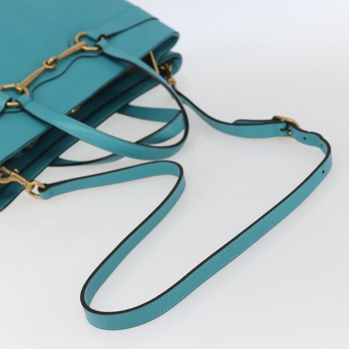 Gucci Bright Bit Convertible Tote Leather Blue Leather Tote Bag Bag (Pre-Owned)