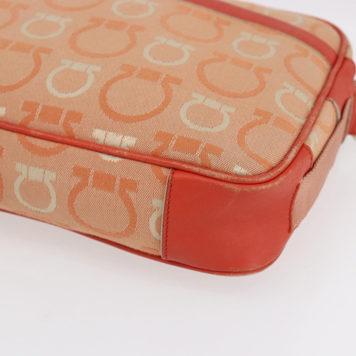 Salvatore Ferragamo Gancini Canvas Orange Canvas Shoulder Bag Bag (Pre-Owned)