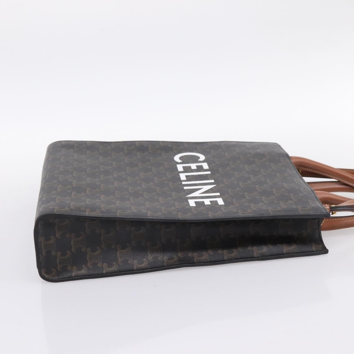 Celine Vertical Cabas Tote Triomphe Coated Canvas Brown Canvas Tote Bag Bag (Pre-Owned)