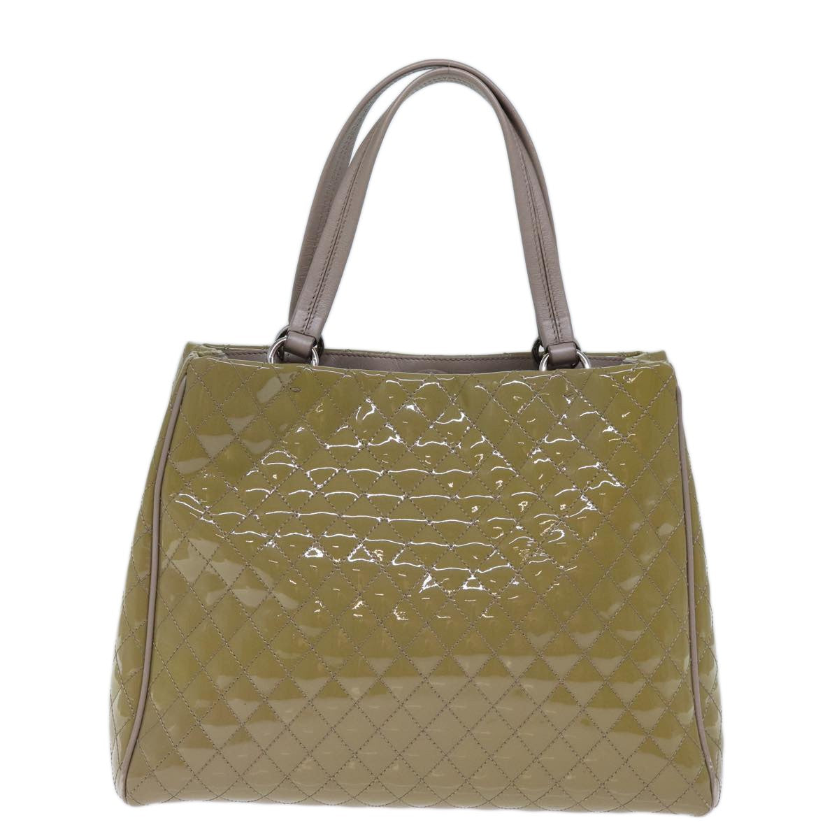 Salvatore Ferragamo Vala Patent Leather Beige Patent_Leather Handbag (Pre-Owned)