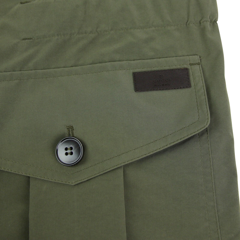 Gucci Men's Soft Popeline Army Green Polyester Polyamide Peacoat