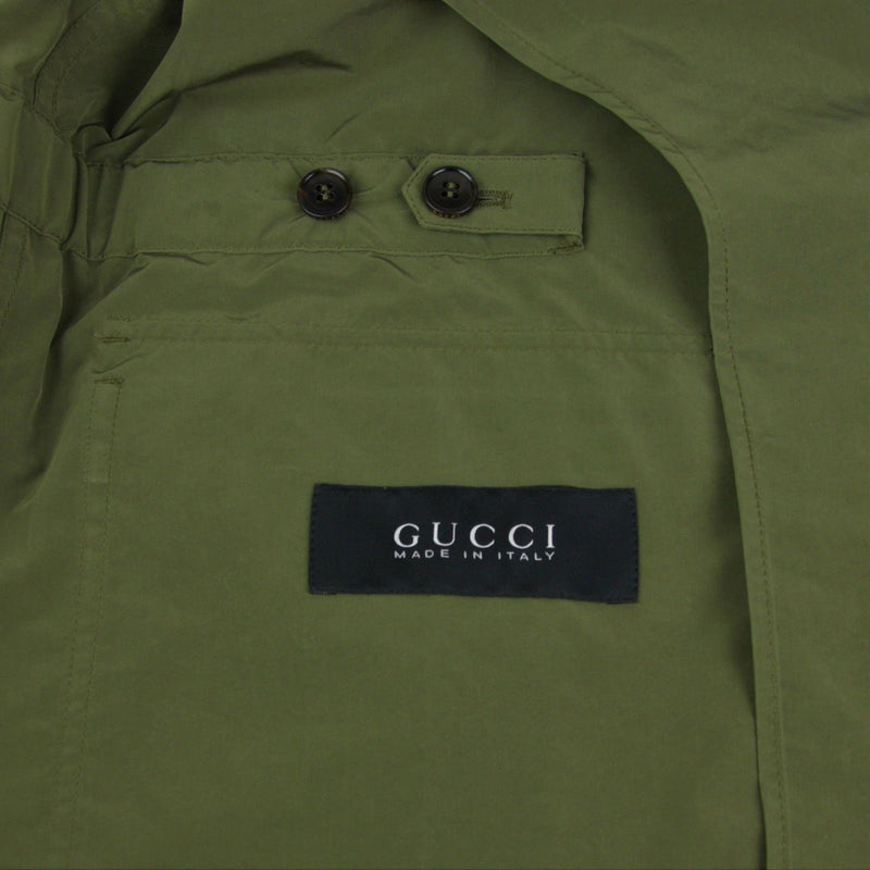 Gucci Men's Soft Popeline Army Green Polyester Polyamide Peacoat