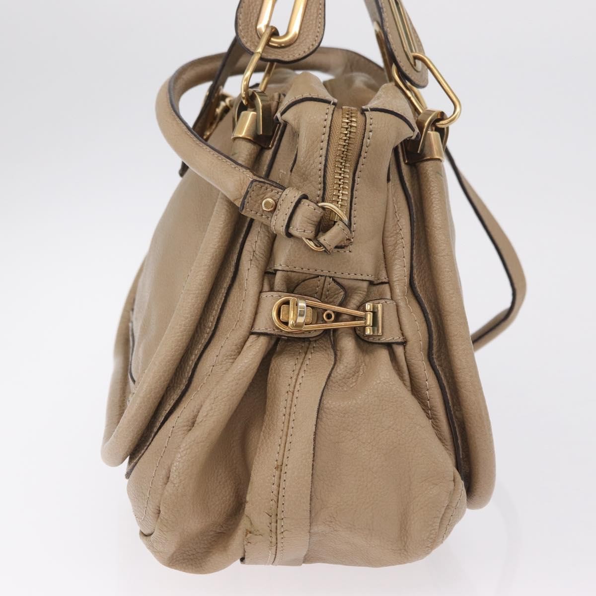 Chloe Paraty Top Handle Leather Beige Leather Handbag (Pre-Owned)