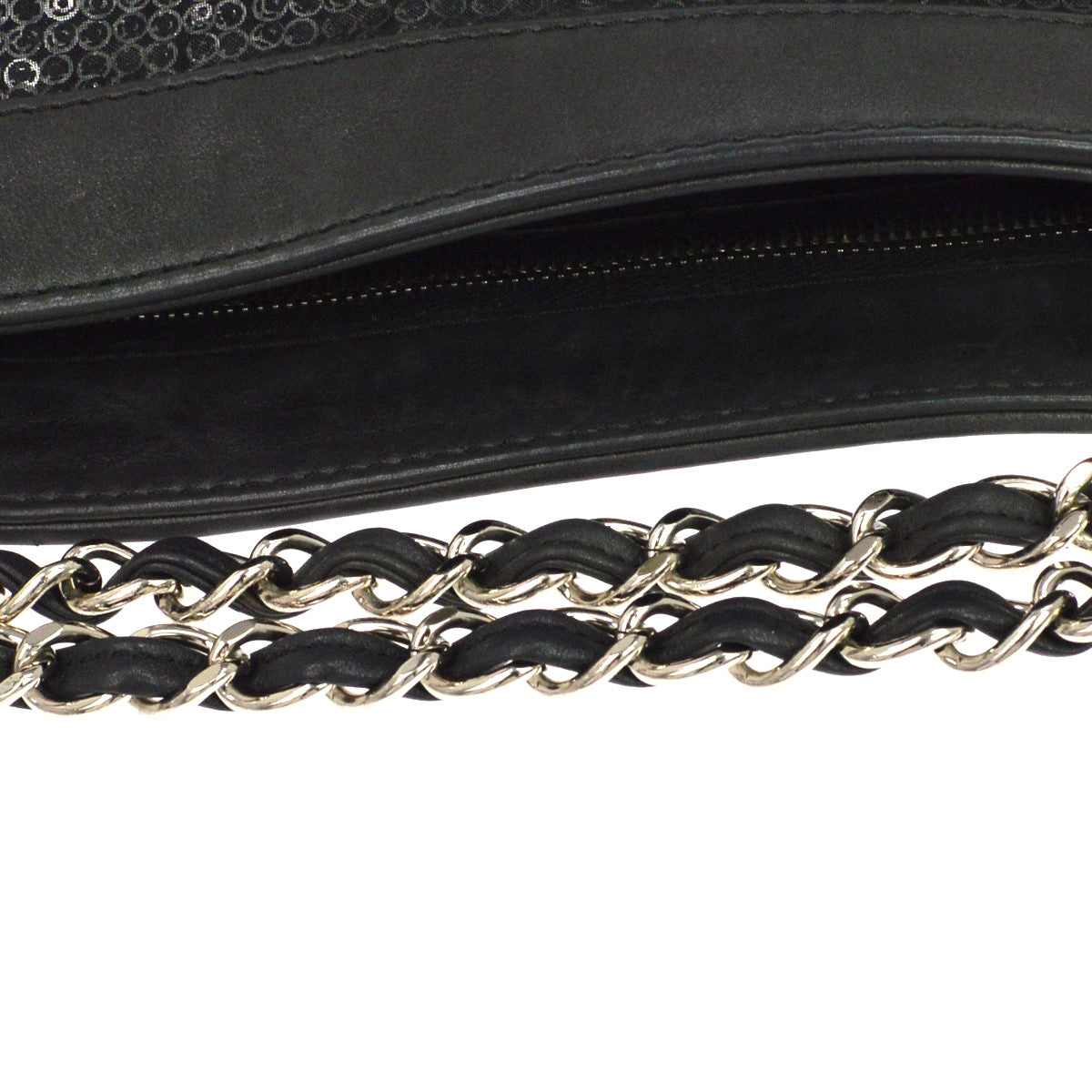 Chanel Hidden Sequins Sequins Black Mesh Shoulder Bag Bag (Pre-Owned)