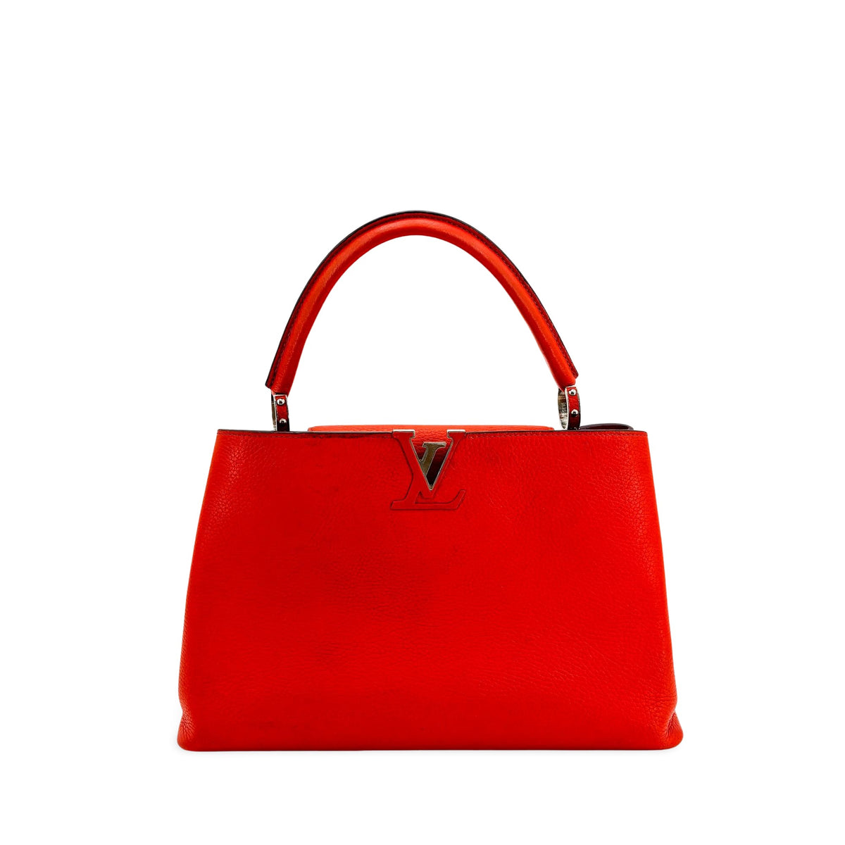Louis Vuitton Capucines Leather Red Leather Handbag (Pre-Owned)