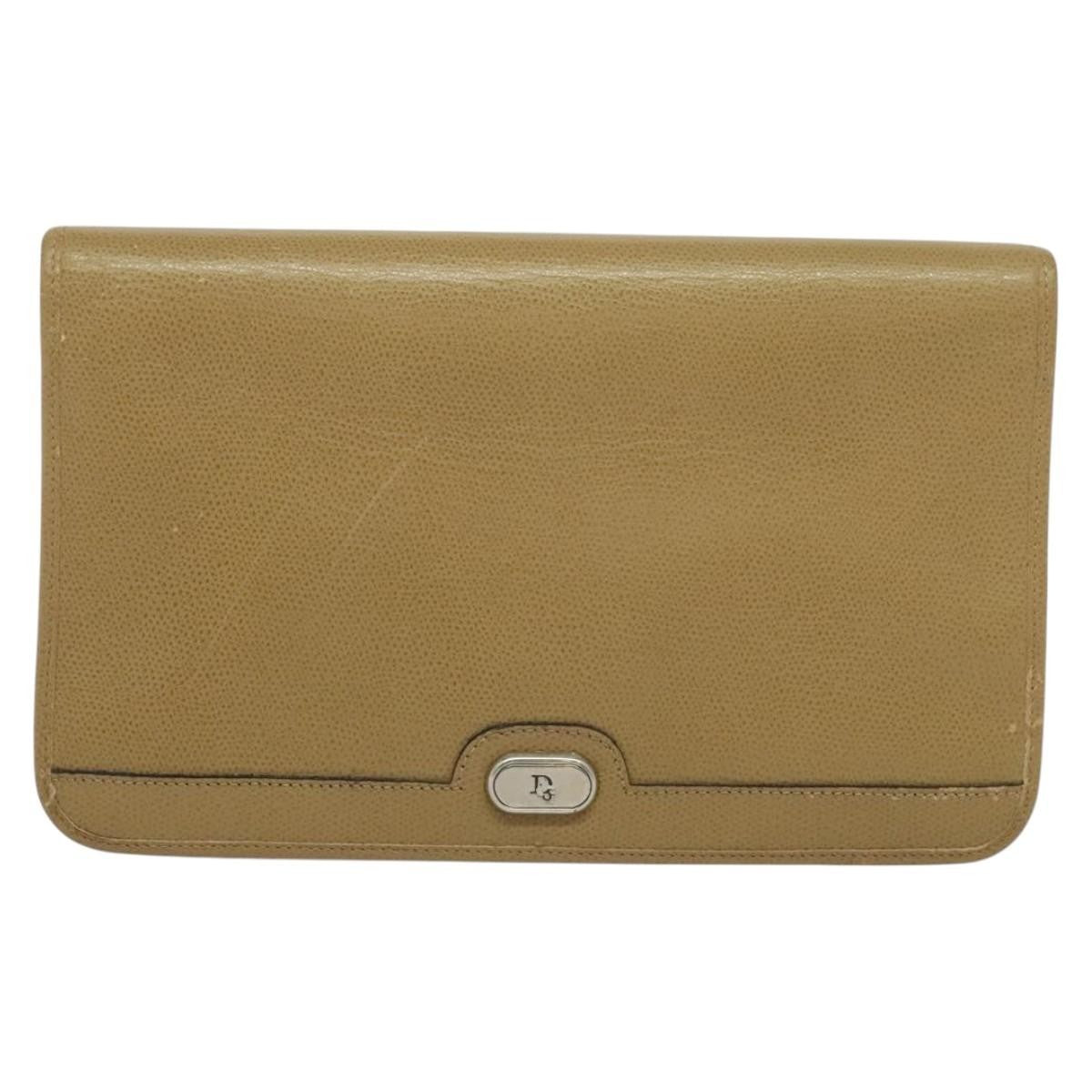 Christian Dior Vintage Chain Flap Leather Beige Leather Shoulder Bag Bag (Pre-Owned)