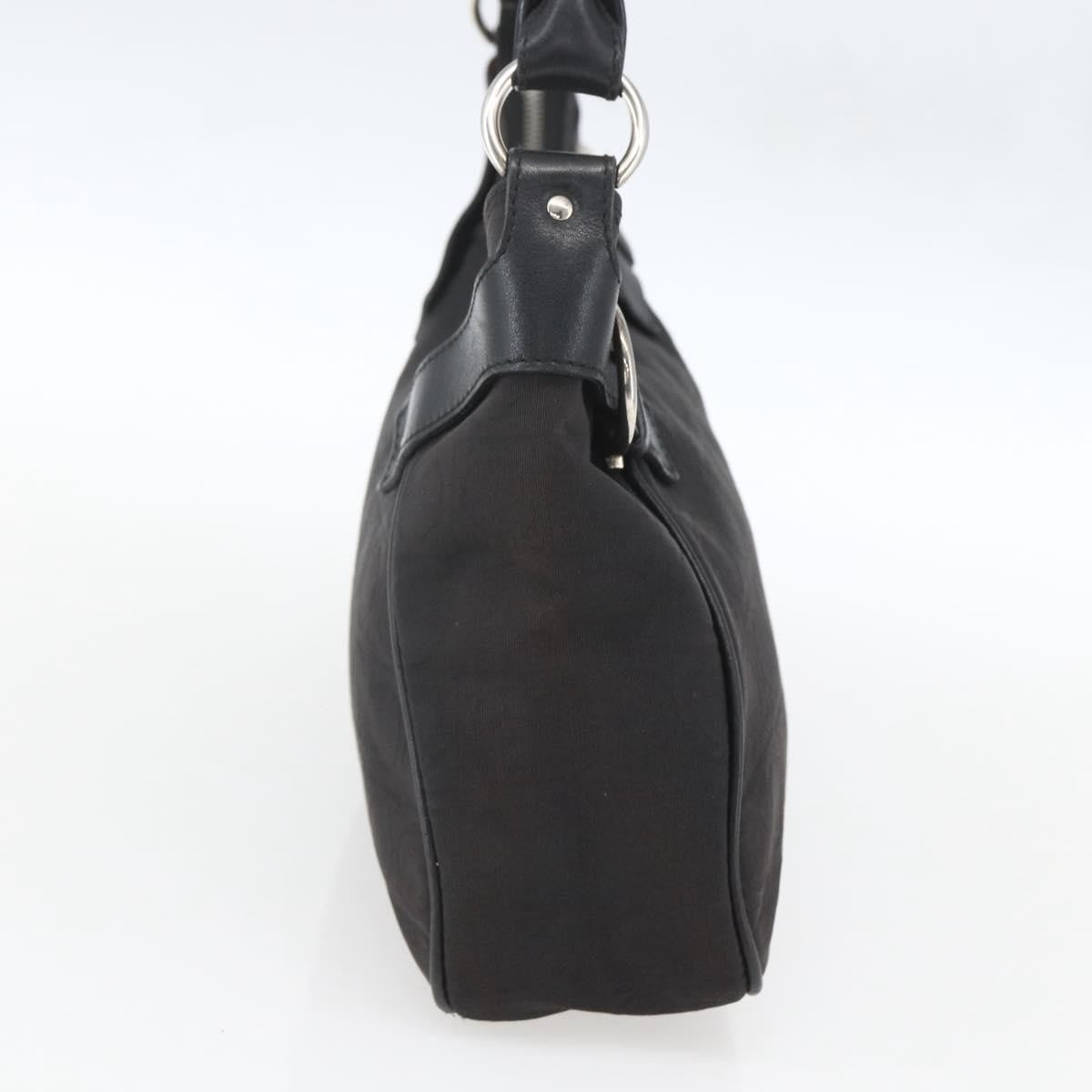 Salvatore Ferragamo Vintage Gancini Hobo Leather Black Canvas Shoulder Bag Bag (Pre-Owned)