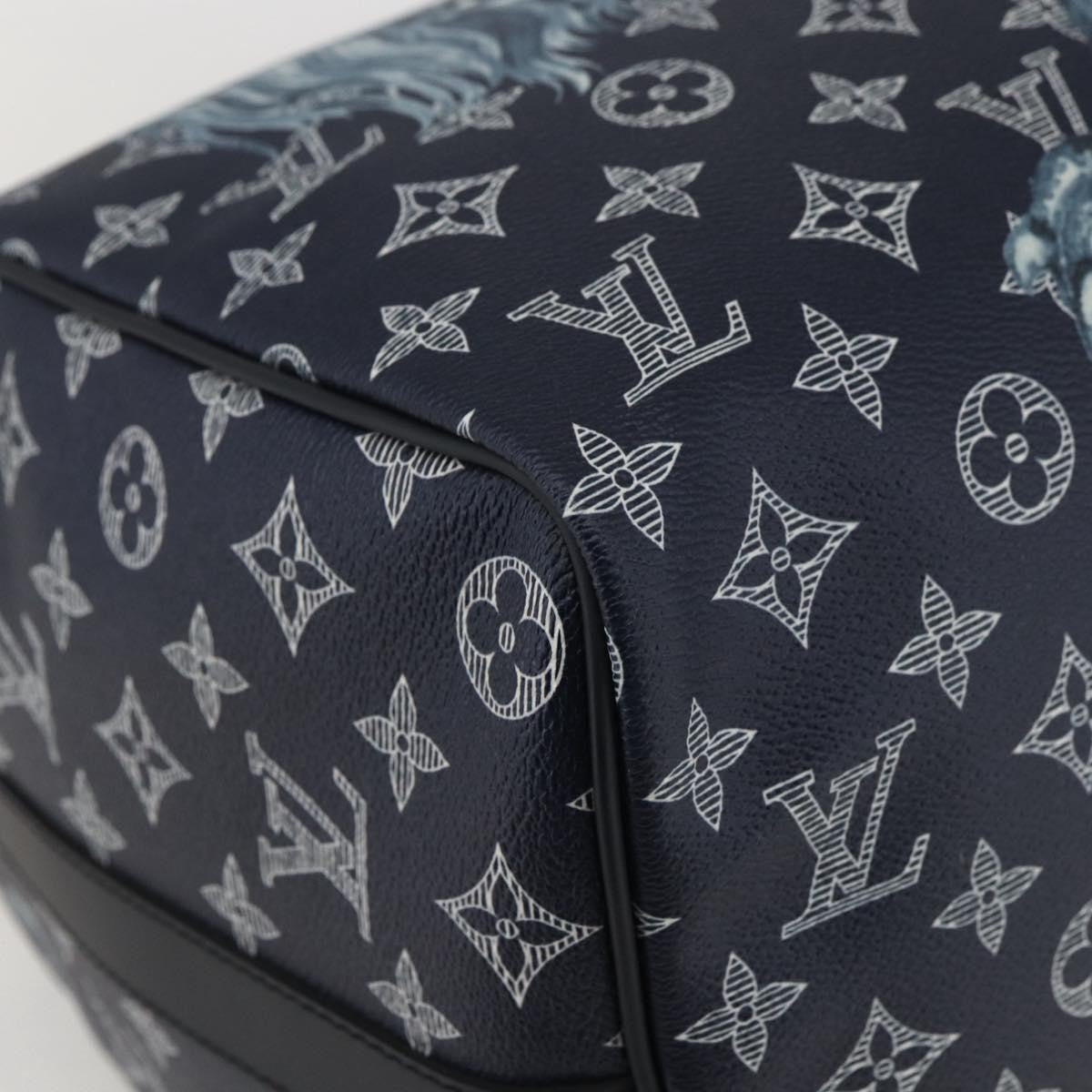 Louis Vuitton Keepall Bandouliere Limited Edition Chapman Savane Monogram Canvas Navy Canvas Travel Bag Bag (Pre-Owned)