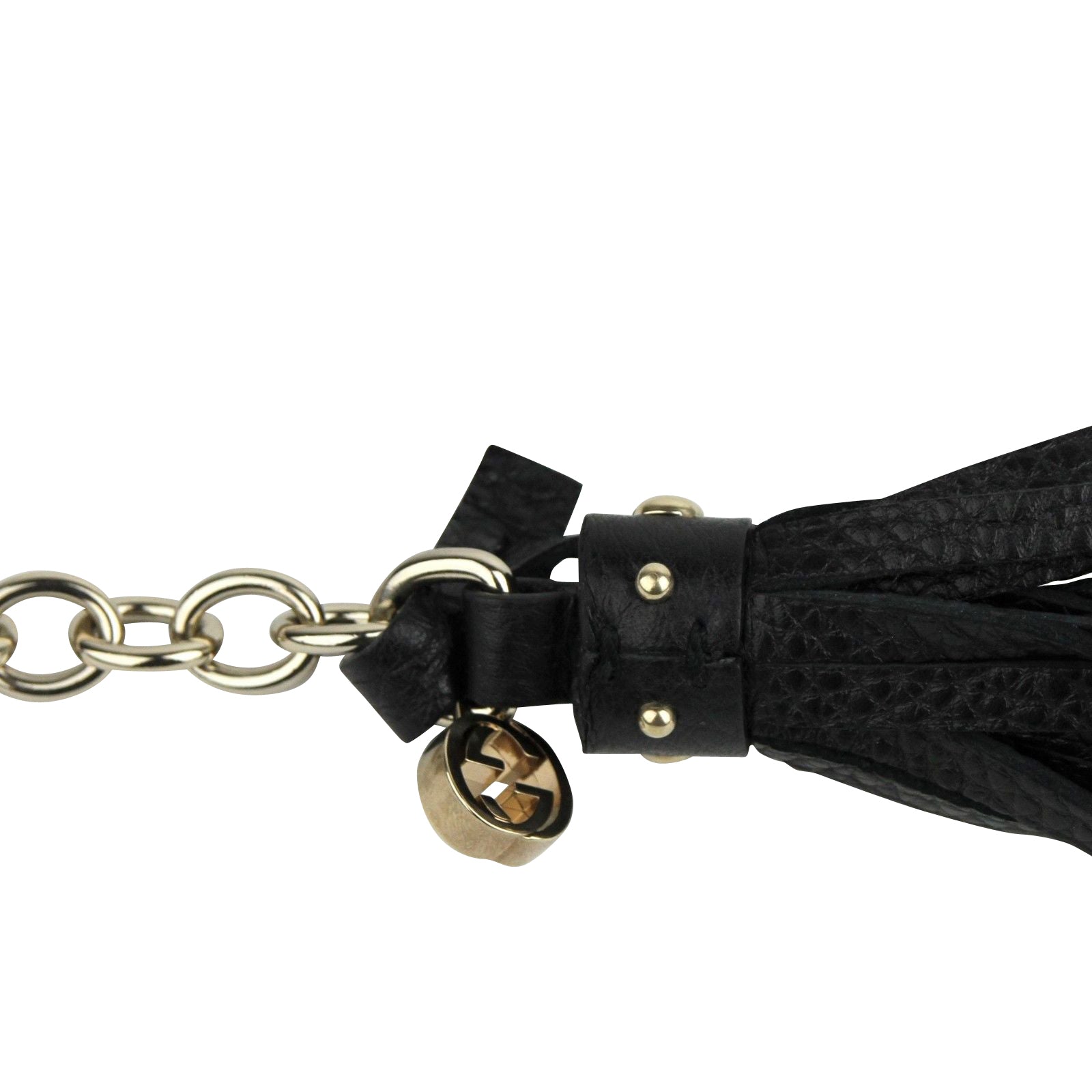 Gucci Women's Chain Tassel Gold / Black Leather Belt (80 / 32)