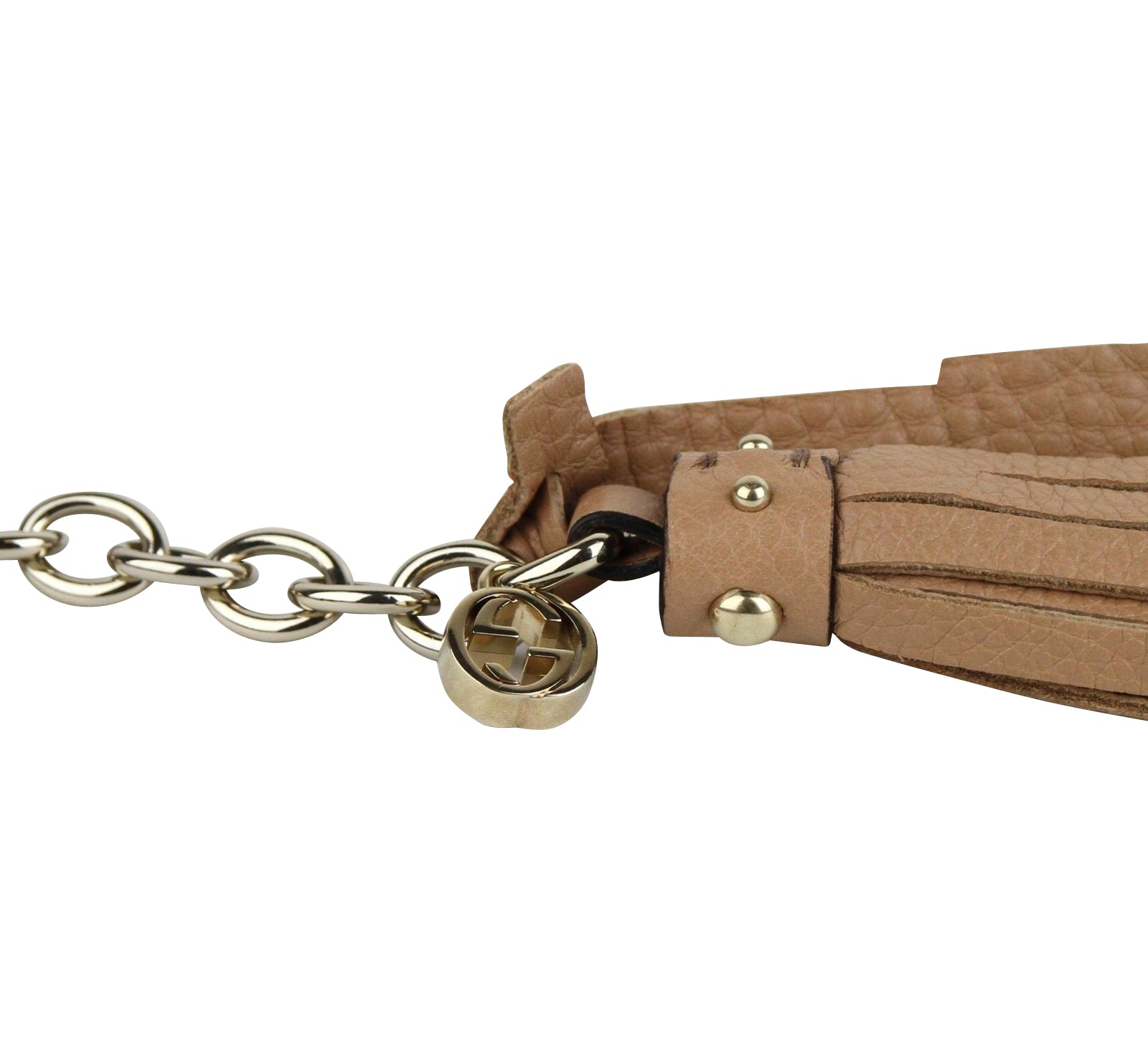 Gucci Women's Chain Tassel Gold / Beige Leather Belt (85 / 34)