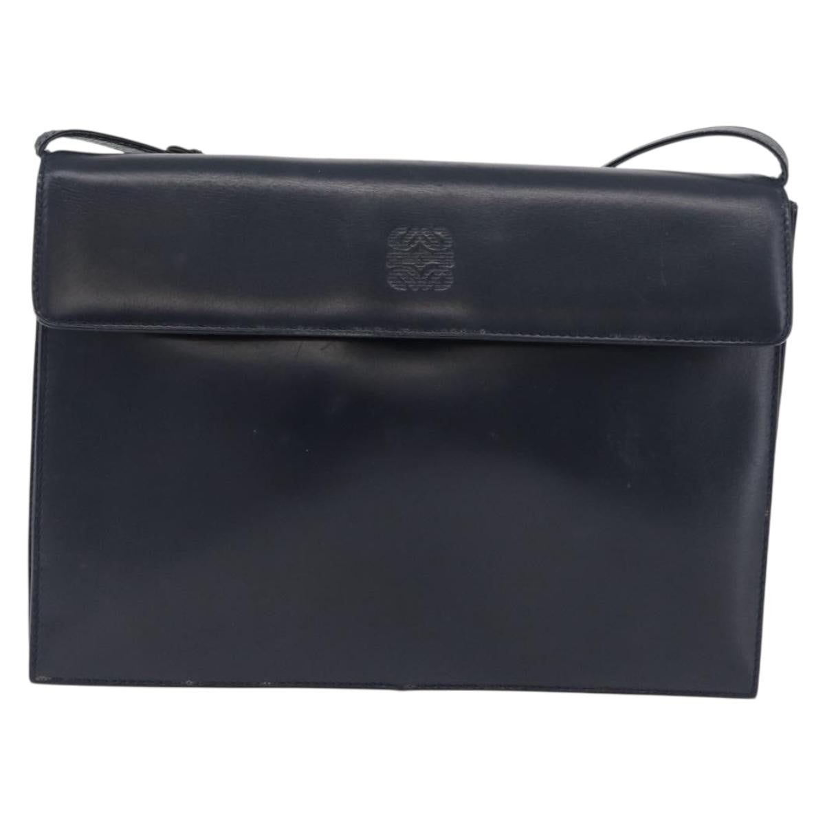 Loewe Anagram Leather Navy Leather Shoulder Bag Bag (Pre-Owned)