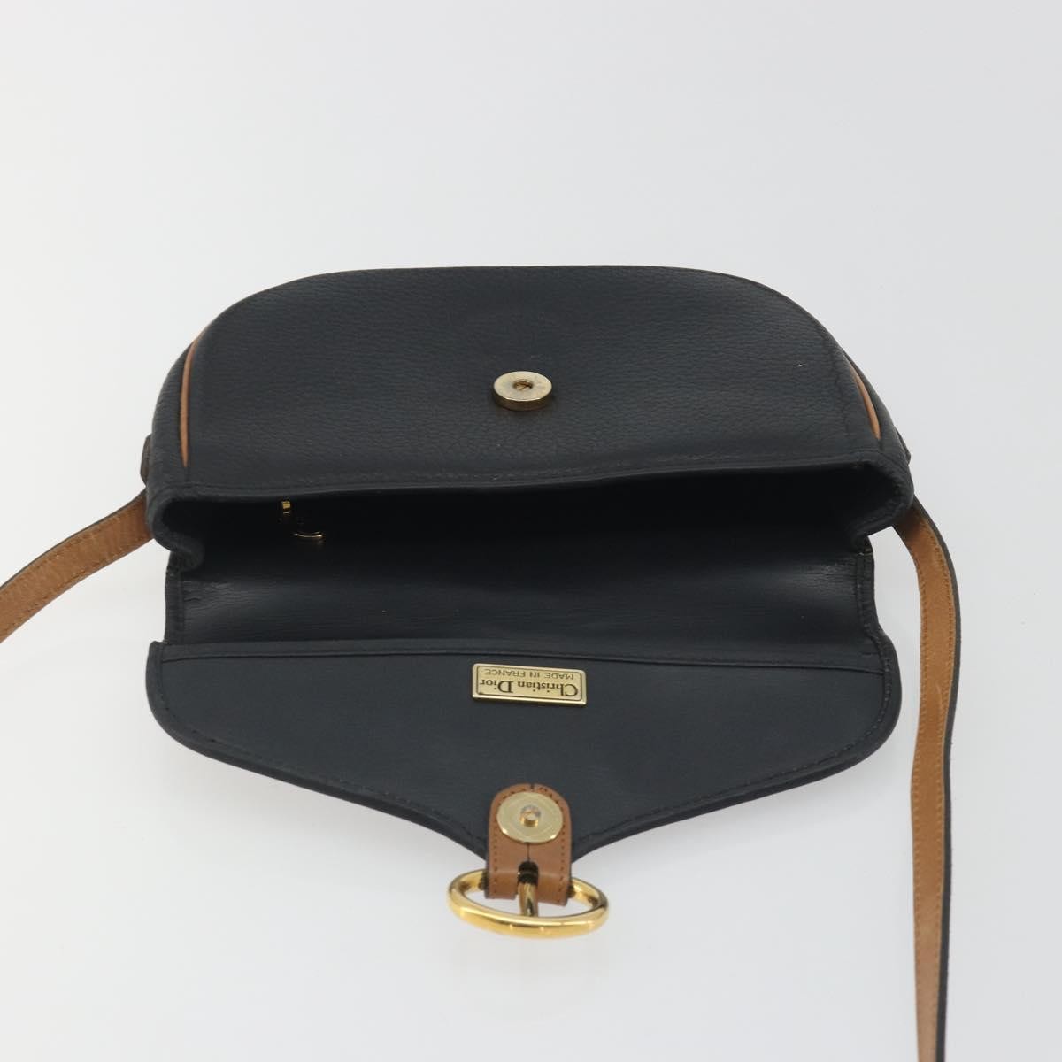 Christian Dior Vintage Cd Flap Leather Black Leather Shoulder Bag Bag (Pre-Owned)