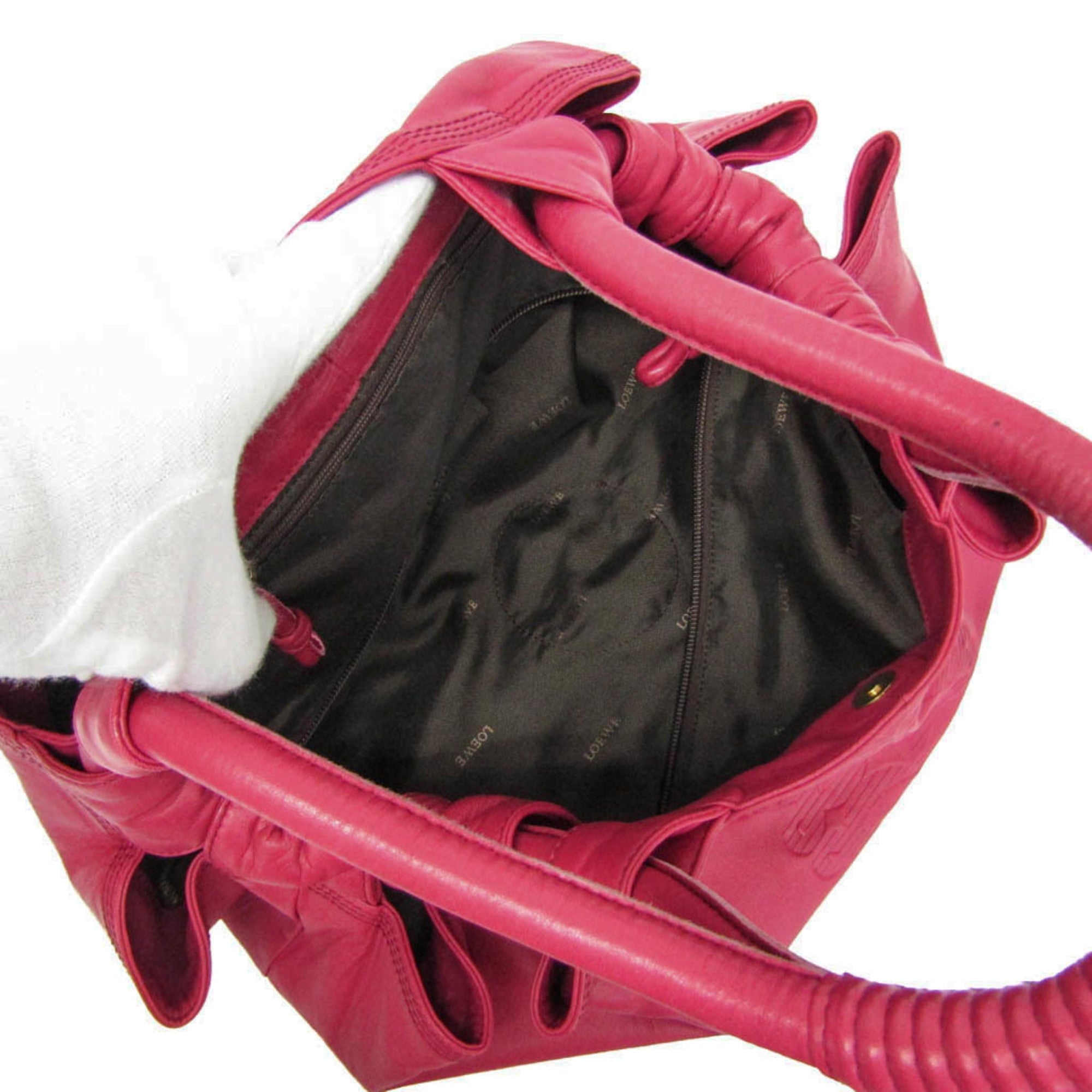 Loewe Anagram Logo Nappa Aire Hand Leather Pink Leather Handbag (Pre-Owned)