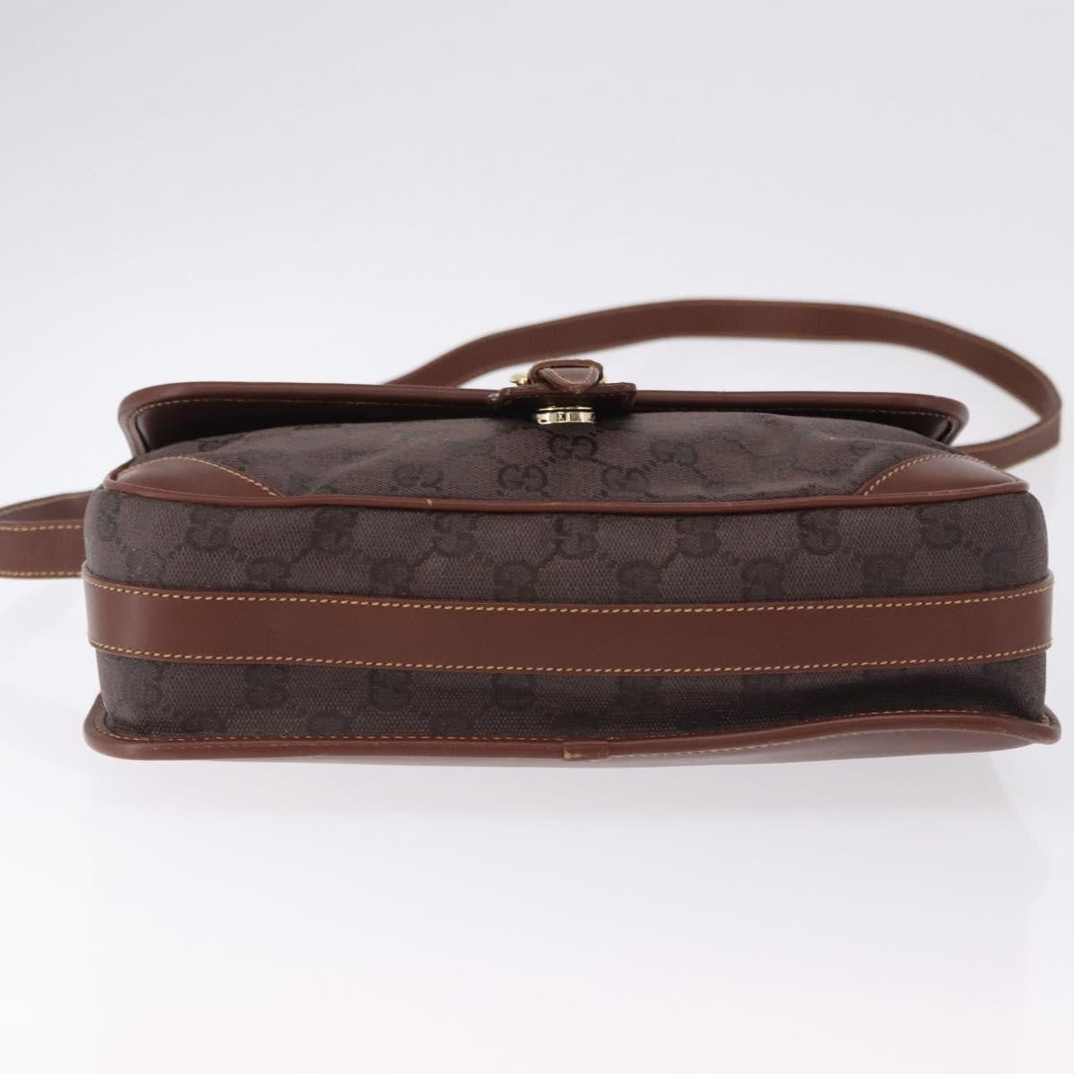Gucci Flap Shoulder Bag Gg Canvas & Leather Brown Canvas Crossbody Bag Bag (Pre-Owned)