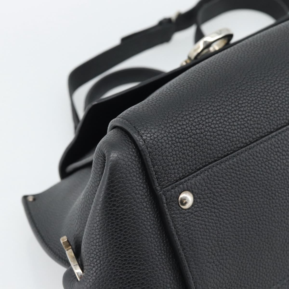 Salvatore Ferragamo Sofia Satchel Grainy Leather Black Leather Handbag (Pre-Owned)