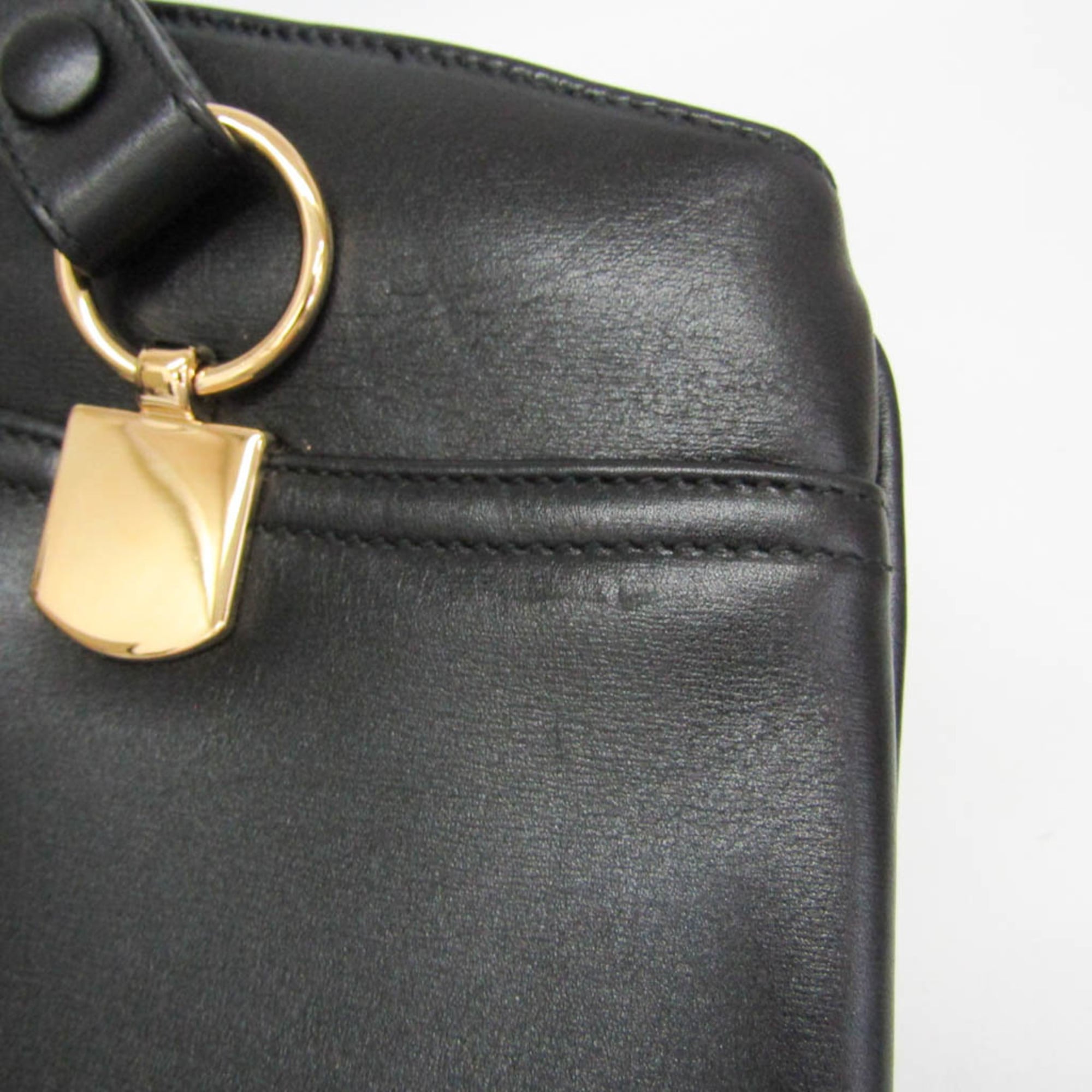 Gucci Arli Top Handle Leather Black Leather Handbag (Pre-Owned)