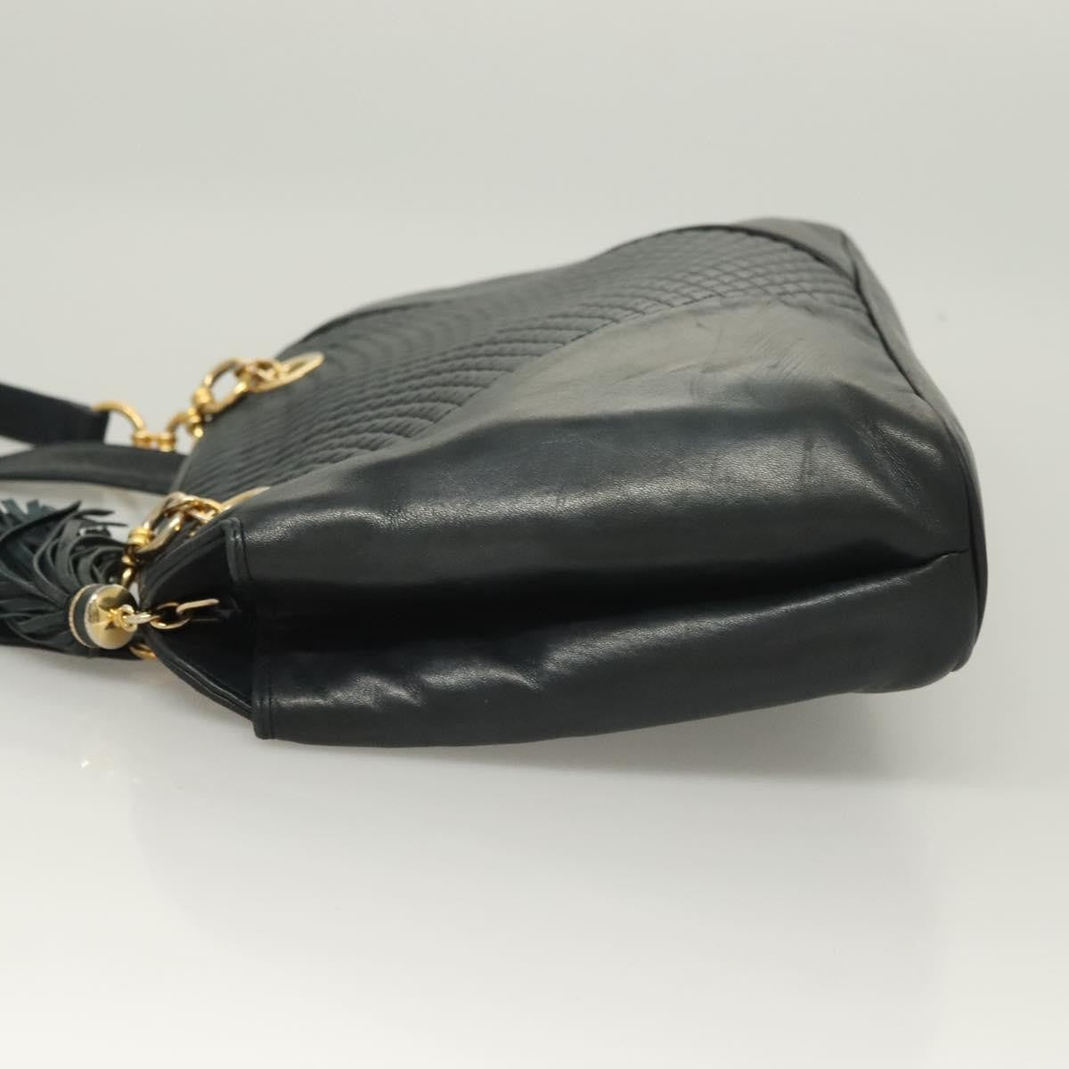 Bally Vintage Quilted Leather Black Leather Handbag (Pre-Owned)