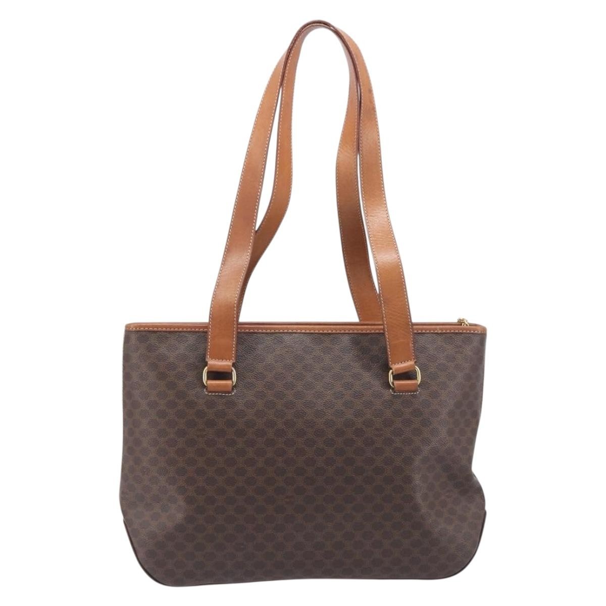 Celine Macadam Shoulder Leather Brown Canvas Crossbody Bag Bag (Pre-Owned)